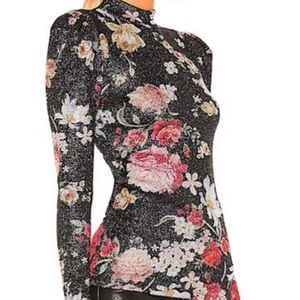 Smythe Black Floral Turtleneck Top - size M